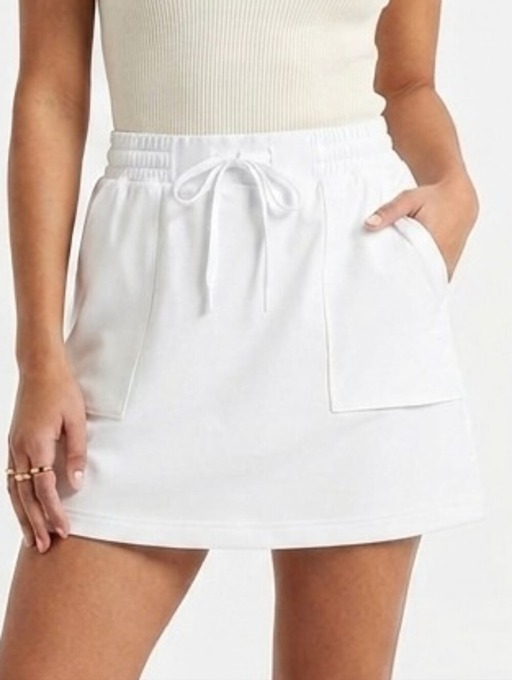 Baleaf Elastic Tie Waist Skort Skirt Shorts Off White Medium
